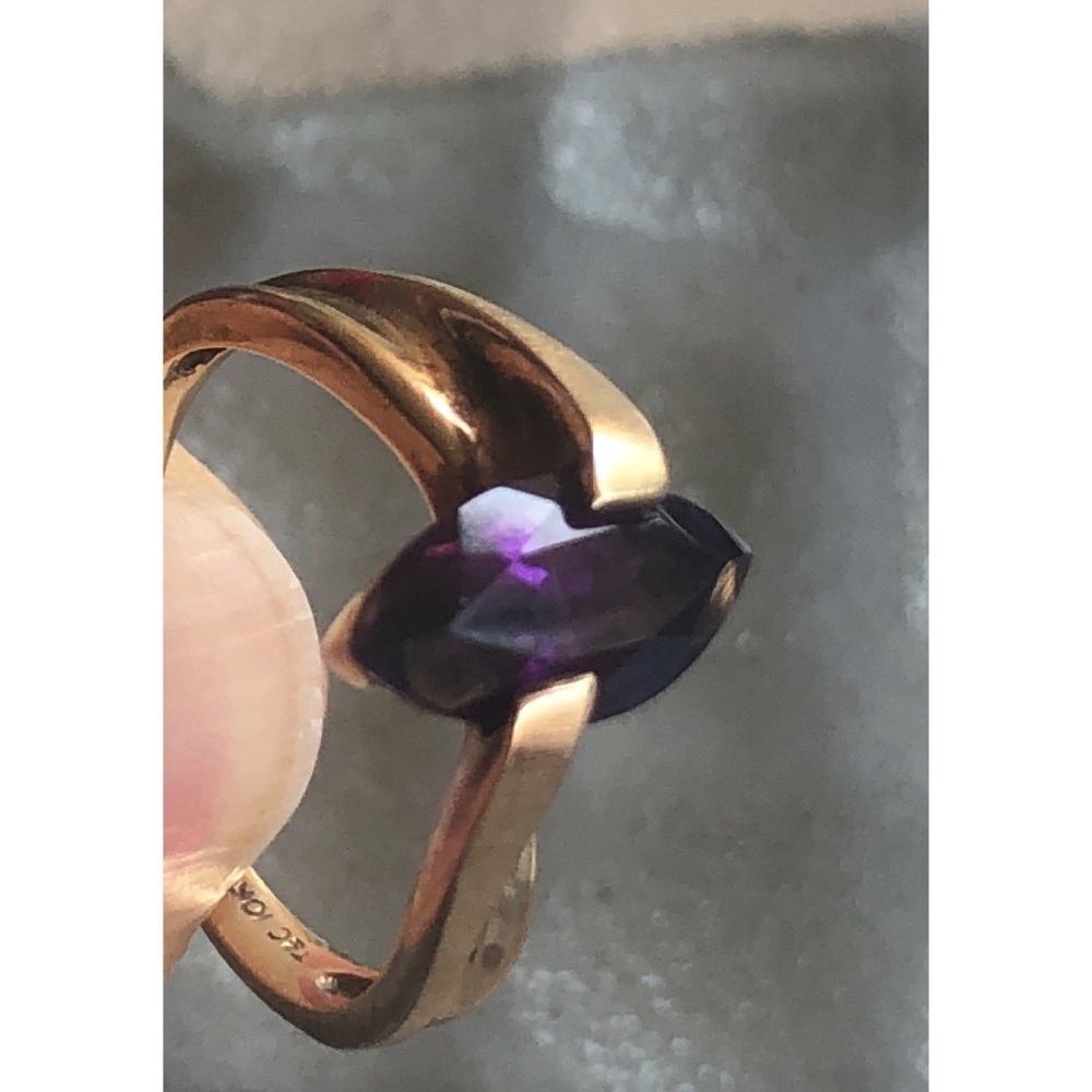 Solid 10k Amethyst Ring - image 2